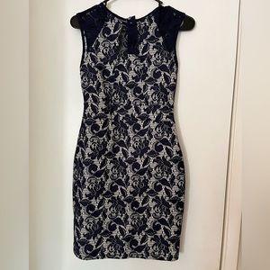 Warehouse Lace Pattern Fitted Dress